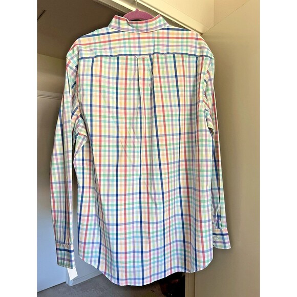 IZOD Men’s L Rainbow Plaid Shirt Button-Up Long Sleeve Multicolor NWT - Picture 4 of 12